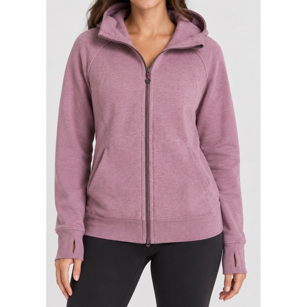 Lululemon Scuba Hoodie 14 Heathered Dusty Rose Sweatshirt Full Zip Womens